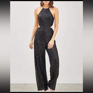 DO+BE Sequin Black Halter Jumpsuit